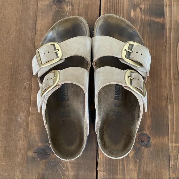 Birkenstock Arizona Big Buckle Sandcastle Nubuck Leather Sandals - Picture 12 of 15